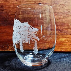 Mammoth Mountain California Sierra Nevadas Engraved Crystal Stemless Wine glass 1 Single Wine Glass image 6