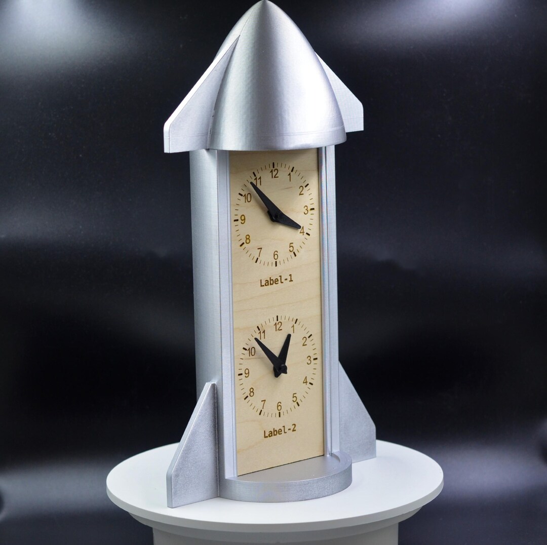 Spacex Starship Inspired Rocket Clock | Personalized Dual Time Zone ...