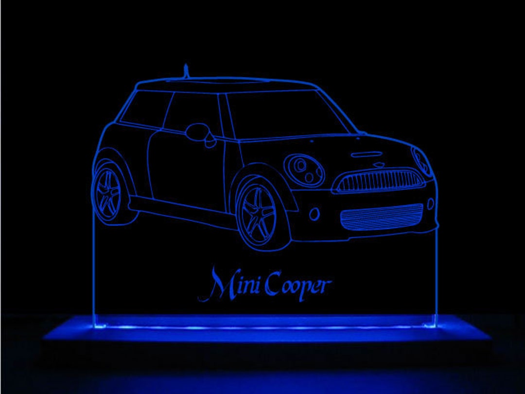 Mini Cooper Edge Lit LED Acrylic Light up Sign Desk Model Night Light ...