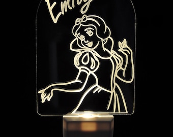 Personalized Plug In Night Light, Light Sensor Auto On Off Dusk-to-Dawn Sensor, Disney Snow White LED nightlight