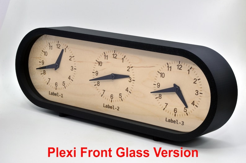 Personalized Triple Time Zone Clock Custom Made World 3 Timezone Desktop Table Minimalist Modern Desk Clock Handmade Clock Minimalist Design Yes please!