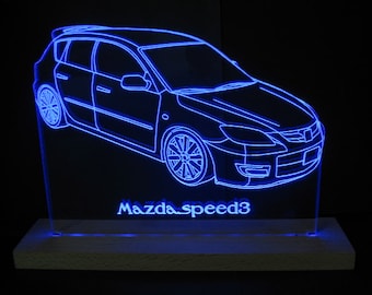 Mazda Mazdaspeed3 Edge Lit LED Acrylic Light Up Sign Desk Model Night Light