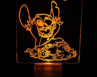 Personalized Plug In Night Light, Light Sensor Auto On Off Dusk-to-Dawn Sensor, Disney Lilo and Stitch LED nightlight