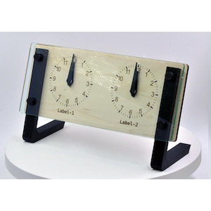 Personalized Dual Time Zone Clock Custom World Time Table Clock, Minimalist Modern Desk Clock, Handmade Wooden Clock With Plexi-glass Front