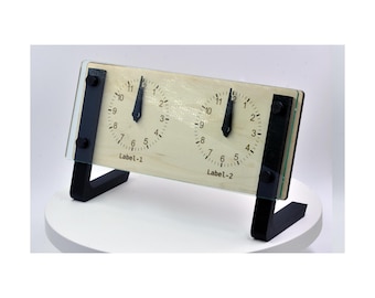 Personalized Dual Time Zone Clock Custom World Time Table Clock, Minimalist Modern Desk Clock, Handmade Wooden Clock With Plexi-glass Front