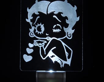 Personalized Plug In Night Light, Light Sensor Auto On Off Dusk-to-Dawn Sensor, Betty Boop LED nightlight