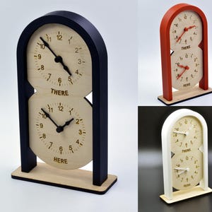 Personalized Two Time Zone Clock Custom Made World 2 Timezone Desktop Table World Clock Dome Shaped Clock