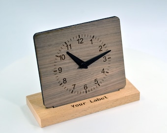 Personalized Clock Custom Made Desktop Table Silent Clock Walnut Wood