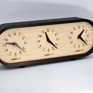 Personalized Triple Time Zone Clock Custom Made World 3 Timezone Desktop Table Minimalist Modern Desk Clock Handmade Clock Minimalist Design