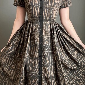 Vintage 1960s Abstract Print Sheer Fit & Flare Day Dress, XS