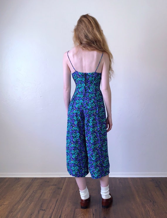 90s wide leg jumpsuit, floral sweetheart neckline… - image 6