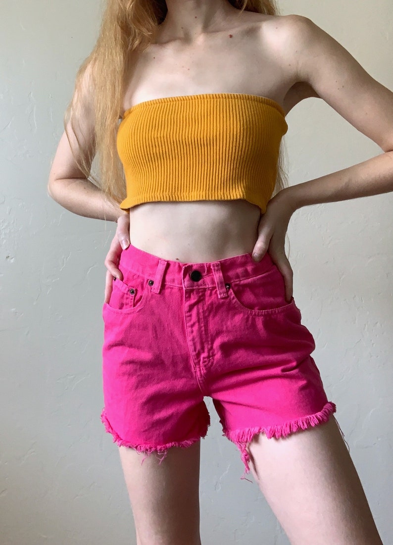 Vintage 1990s Barbie Pink Cut off Shorts Mid Rise Jean Short Size XS 24