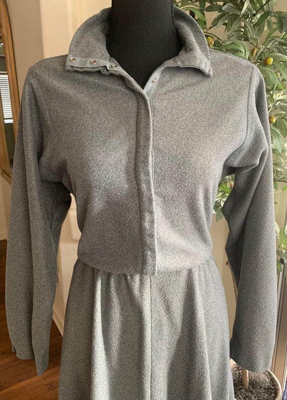 80s shirtdress medium, gray fleece long sleeve co… - image 3
