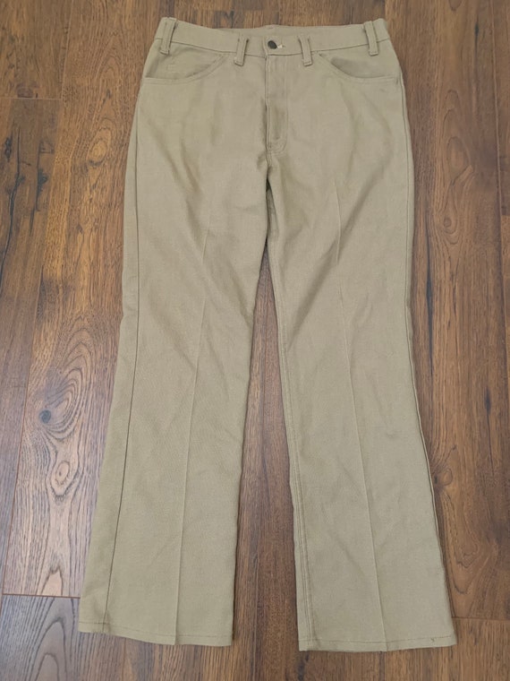 70s woven twill pants, Levi's taupe flared pants,… - image 8