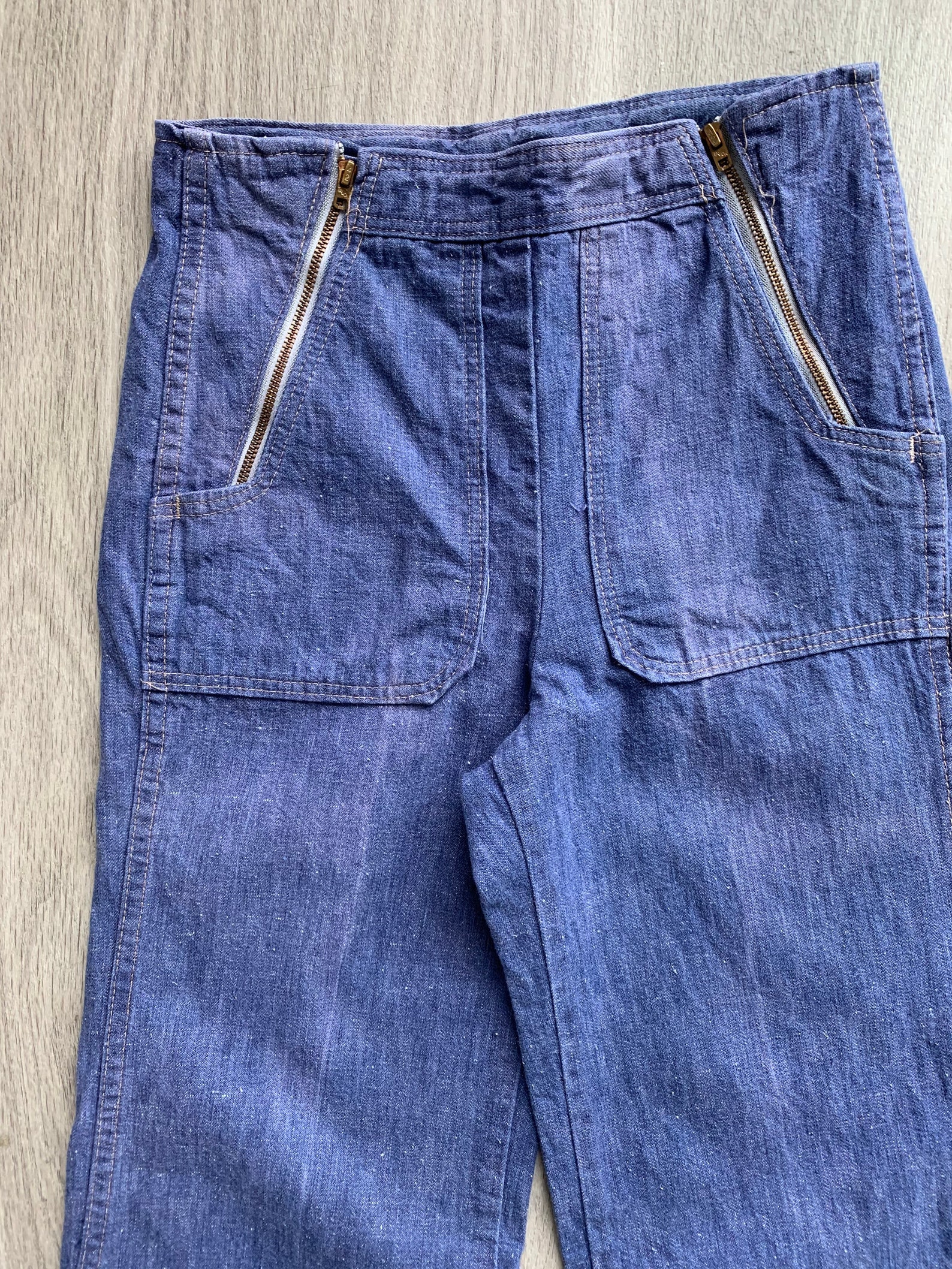 Vintage 1970s Jeans / Double Zipper Mid Rise Medium Wash 70s Etsy