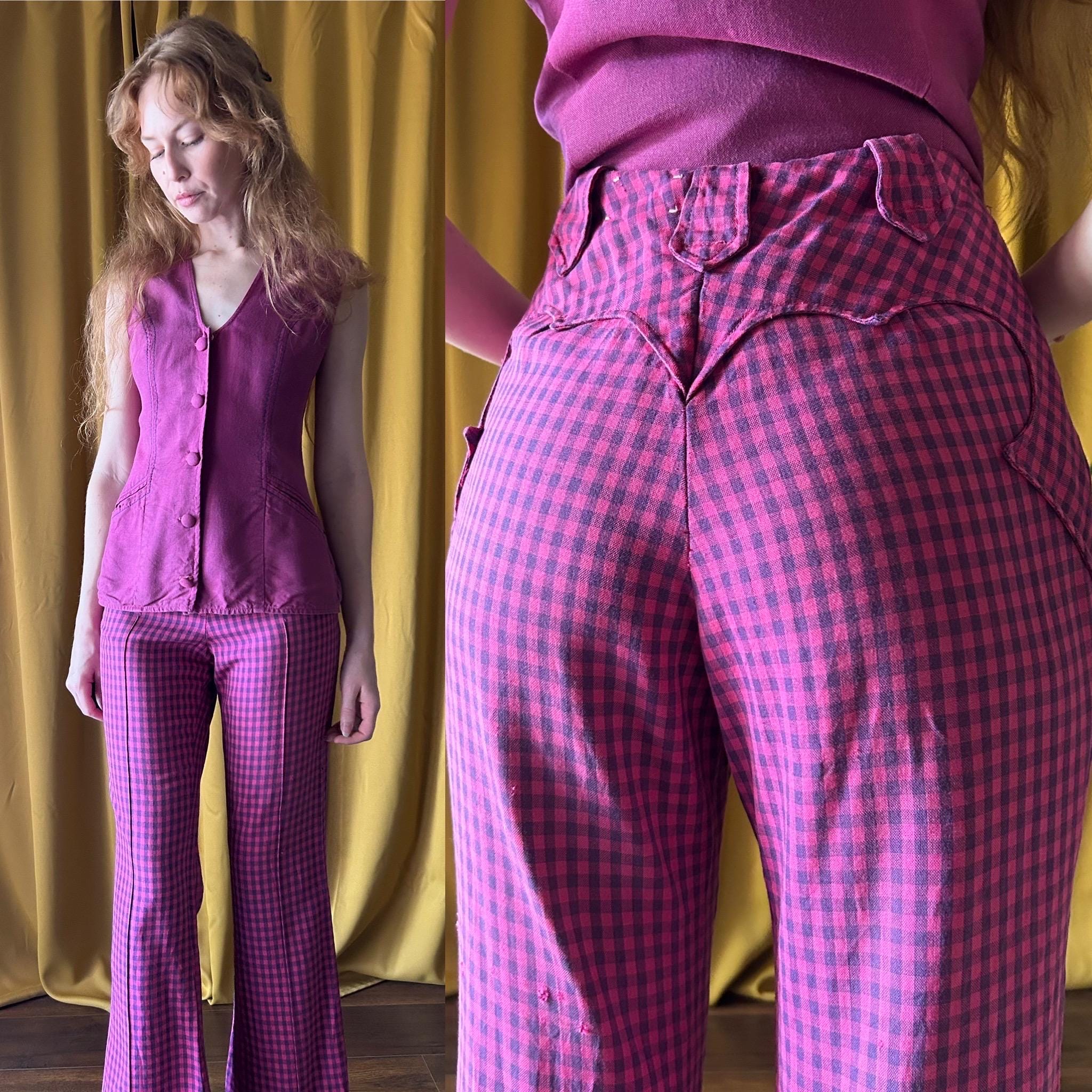 70s Plaid Flares - Etsy