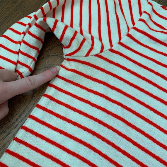 70s striped turtleneck top, sailor style red and … - image 8