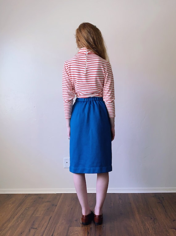 70s striped turtleneck top, sailor style red and … - image 4