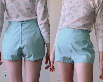 60s high waist hot pants, frost blue pin up style shorts, womens size XS small