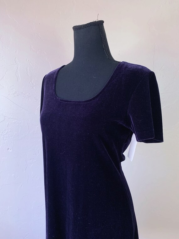 90s velvet mini dress, plum purple square necklin… - image 4