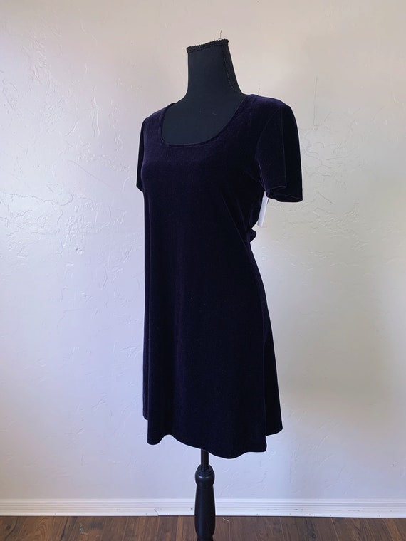 90s velvet mini dress, plum purple square necklin… - image 5