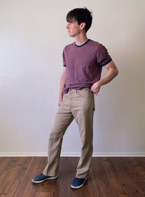 70s woven twill pants, Levi's taupe flared pants,… - image 3