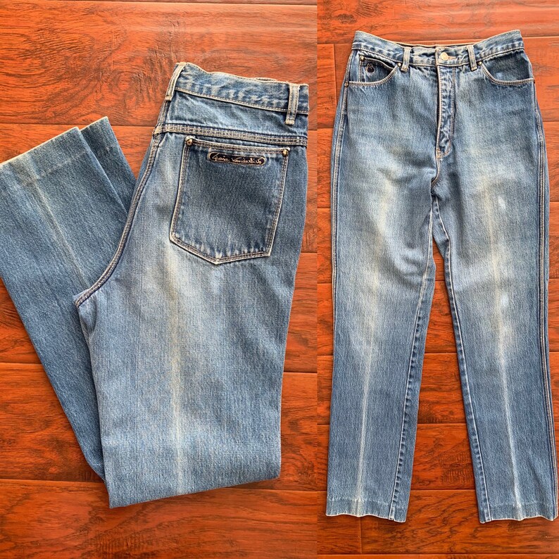 Vintage 1980s Jeans Dark Wash Denim High Waist 80s Jeans Gloria Vanderbilt Straight Leg Size Medium 27 Waist
