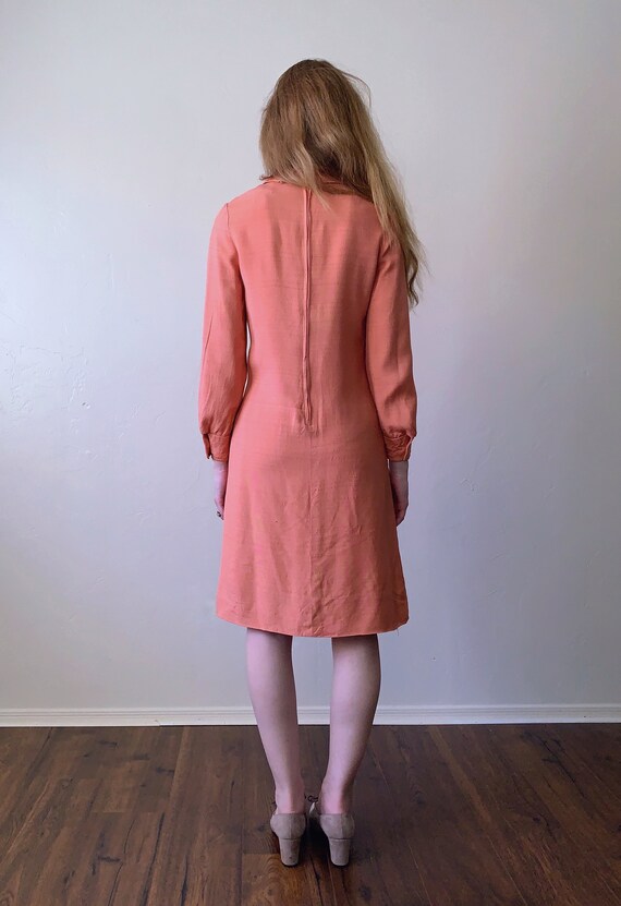 PEACH COLLARED BUTTON DOWN WOVEN DRESS W/ POCKETS