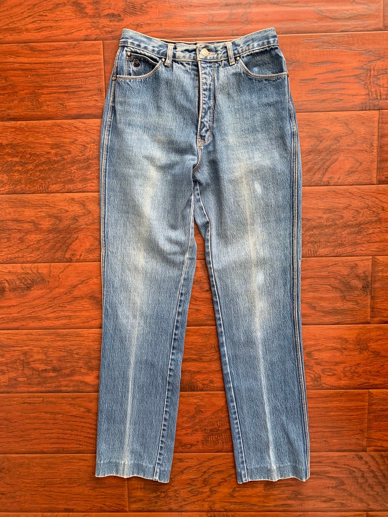 Vintage 1980s Jeans Dark Wash Denim High Waist 80s Jeans Gloria Vanderbilt Straight Leg Size Medium 27 Waist