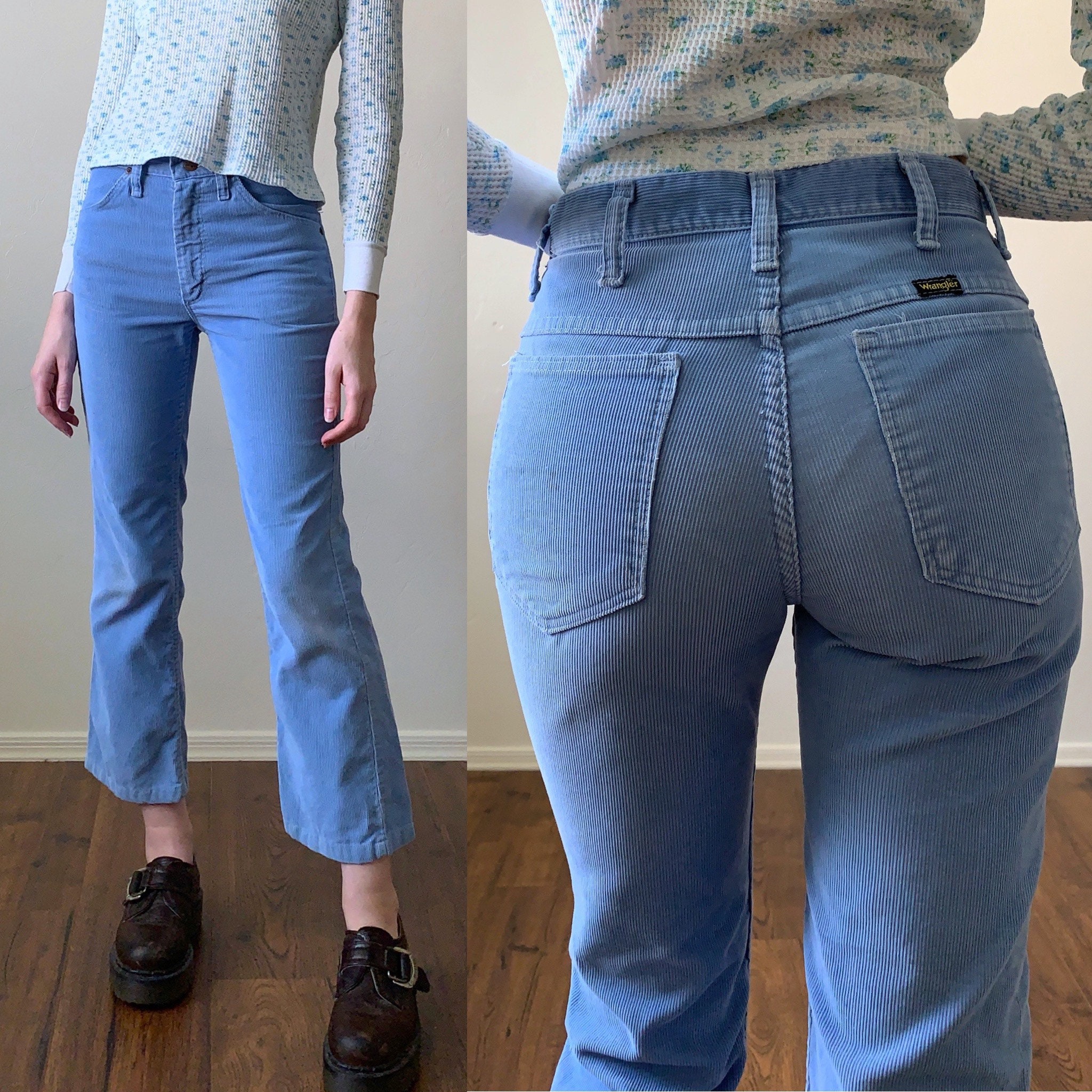 Vintage 1970s Corduroy Pants / Sky Blue Mid Rise 70s Wrangler - Etsy