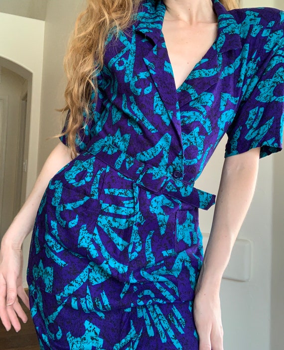 80s tropical shirtwaist dress, vintage 80s does 4… - image 6