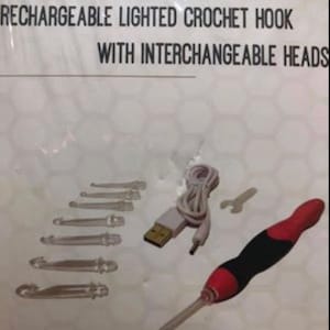 LED Crochet Hook, USB Rechargeable LED Replaceable Crochet Hook Light Up  Crochet Hook Set Knitting Tool With Replaceable Tips 2.5-6.5MM Crochet  Needle