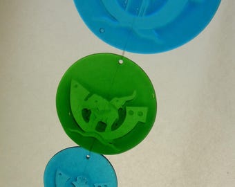 Set 4 HOLMEGAARD Glass NOAH'S ARK Suncatchers Michael Bang 1970s Mobile Chimes ~Free Shipping!
