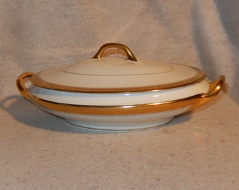 Covered HUTSCHENREUTHER Gold Encrusted FRUITS Serving Bowl Dish Vegetable ~ Free Shipping