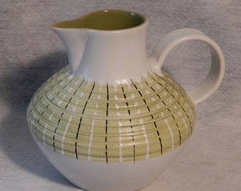 Cruche moderne en grès DENBY Angleterre poterie côtelée rayures vert studio ~ livraison gratuite !