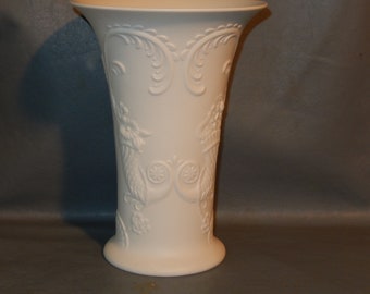 Vintage KAISER Bisque OP ART German Porcelain Vase Cornucopia White Modern ~ Free Shipping!
