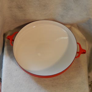 Vintage DANSK Quistgaard France Enamel LARGE Red PAELLA Pan Dish Casserole Kobenstyle  ~Free Shipping!