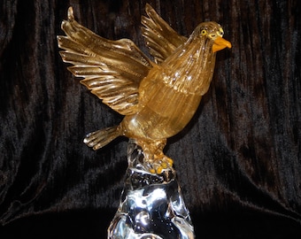 Large Barbini Murano Style Flying BIRD Dove GOLD Art Glass Figure Sculpture ~Free Shipping