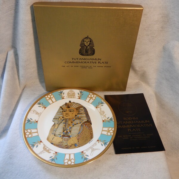 1978 BOEHM Limited Issue TUTANKHAMUN Egyptian Museum Porcelain Plate King Tut ~Free Shipping