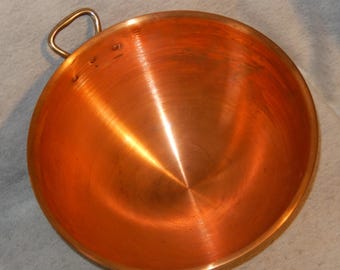 Vintage William Sonoma FRANCE Heavy Solid COPPER Bowl Mixing Rolled Edge Round ~ Free Shipping!