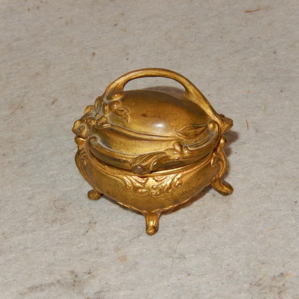 Art Nouveau B&W Brainard Wilson Small Casket Jewelry Box Lined Gold Gilt Metal ~FREE Shipping