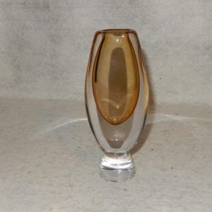 Signed Vicke LINDSTRAND Kosta Boda AMBER Sommerso Sweden Bud Vase Glass 41711 ~Free Shipping
