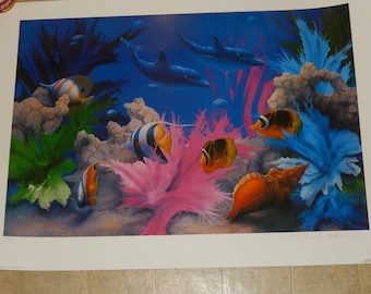 1992 Signed Numbered David MILLER Limited Edition VIVID SPLENDOR 38" Lithograph Print~ Free Shipping