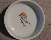 PORSGRUND Norway NISSE Skiing GNOME Elf Christmas Porcelain Dish Bowl 85 Vintage Free Shipping