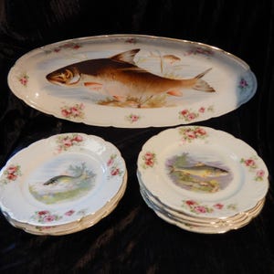 Vintage Bavaria Fish Plate Set - Etsy