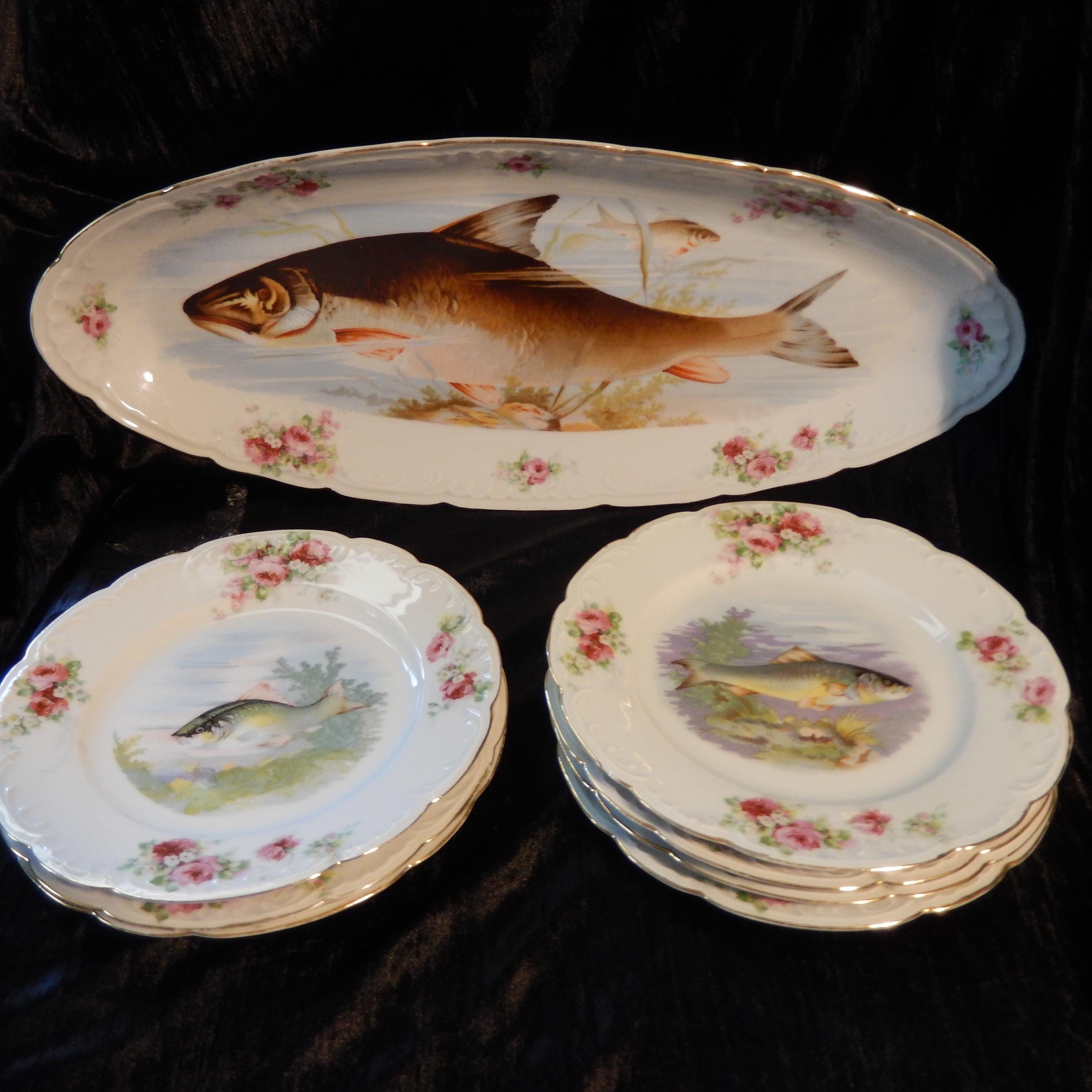 Vintage Bavaria Fish Plate Set - Etsy