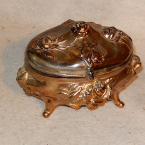 Jugendstil B&W Brainard Wilson 6&quot; Sarg Schmuck Box gefüttert Rosen Gold Metall , kostenloser Versand