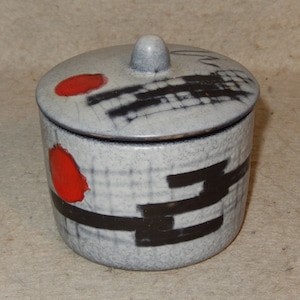 Hand Signed CF VALLAURIS Art Pottery Covered Dish Box MCM Modernist French ~ Free Shipping!