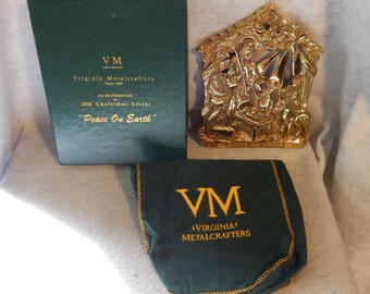 2000 Peace On Earth VIRGINIA METALCRAFTERS Brass Nativity Trivet MIB Complete ~ Free Shipping