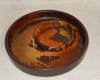 Vintage Royal HAEGER Pottery EARTH Wrap MCM Ashtray Brown Table Caddy Large ~Free Shipping!
